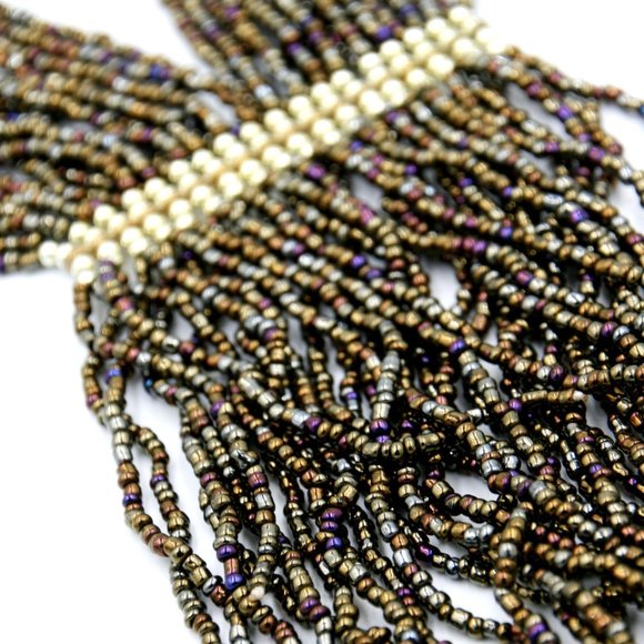 Brown & Gold Multicolored Beaded Necklace - Picture 5 of 5